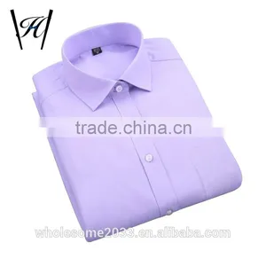 100%cotton Designer Button Down Blue Short Sleeve Dress Shirts for Men thumbnail-1