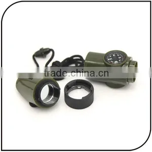 Outdoor 7 in 1 Emergency Plastic Lifesaving Flashlight Whistle Compass Survival Whistle With Led Flashlight thumbnail-6