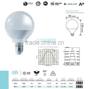 Led Light Source Led Globe Bulb G95 18W Plastic Lamp Body 1800lumen 200 Degree Replace 120W With CE RoHS E27 E26 B22 Base thumbnail-2