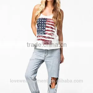 New Fashion Custom Pattern US Flag Womens Tank Top Wholesale thumbnail-3