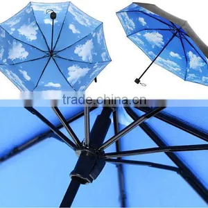 Promotional Mood Improving Blue Sky Umbrella Tri-folded Umbrella thumbnail-1