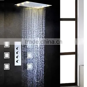 Bathroom Led Rain Shower 360*500mm Embeded Ceiling Mounted 304ss Shower Head Multi Color Remote Control Rain Spa Shower thumbnail-1