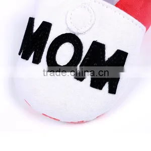 2016 Good Quality Comfortable Red White Shose With Saying I Love Mom Baby PU Toddler Shoes thumbnail-5