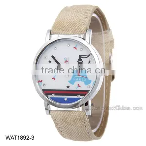 Eiffel Tower Casual Jean Canvas Wrist Watch thumbnail-3