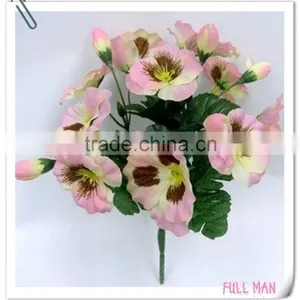 Cheap Artificial Silk Flowers for Dollar Store H24cm 5 Stems Pink Pansy thumbnail-1
