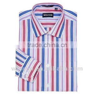 100% Cotton Stripe Long Sleeve Classic Business Dress Men's no Iron Shirts thumbnail-1