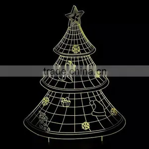 3D Optical Illusion Christman Tree Night Lamp Night Light 10 Colorful LEDs Ultra-thin Acrylic Light Panel AA Battery or DC 5V thumbnail-2