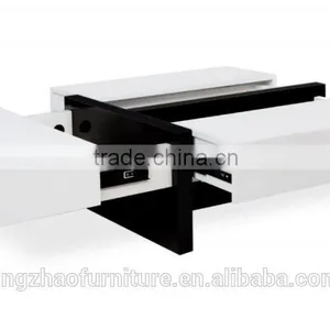 High Gloss Coffee Table With Storage - White Rectangle thumbnail-1