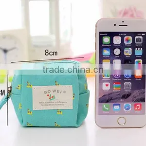 Wholesale Promotional Gift OEM Customized Cute Mini Cotton Canvas Zipper Small Wallet Handbag Coin Purse With Handle Lanyard thumbnail-3