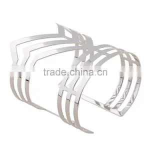 Multilayer Punk Women Cuff Wide Bangles Opened Alloy Bracelets Jewelry Gold & Silver Colors Fashion Accessories thumbnail-5