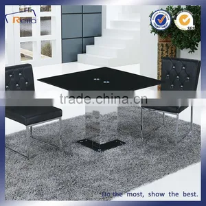 Modern Design Home Furniture Dining Table Glass Top Metal Legs thumbnail-2