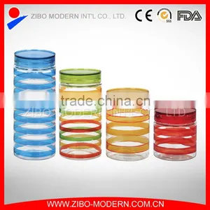 Colorful Glass Food Container Set 4 Custom Cookie Jar Decorative Airtight Glass Jar thumbnail-6