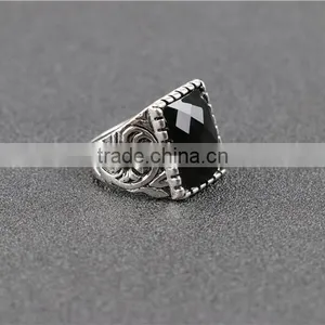 Black Stone Good Quality Italian Style Jewellery Gay Men Ring thumbnail-3
