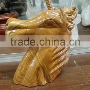 Wholesale Crystal Carvings Semi-Precious Stone Petrified Wood Unicorn thumbnail-1