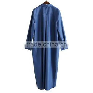 Washed Denim Shirt Dress Loose Large Size Long Sleeve Women New Autumn thumbnail-3