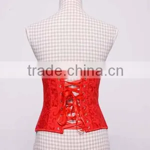 Accept Paypal Wholesale Women Underwear Brocade Sexy Red Mature Corset thumbnail-5