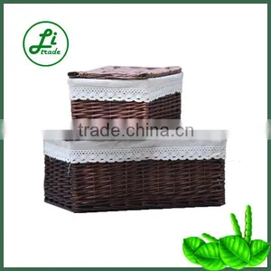 Set of 2 White Wicker Storage Chest thumbnail-1