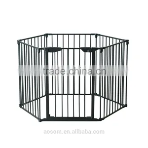 Pawhut Black Portable Dog Puppy Cage 6 Panel Pet Playpen thumbnail-2