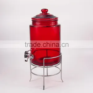 New Design Red And Black Drink Glass Beverage Dispenser With Cups And Rack thumbnail-2