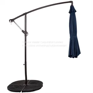 Outdoor Navy Blue 10ft Metal Banana Umbrella With Crank thumbnail-4