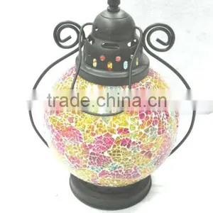 2013 Glass Mosaic Lantern With Metal thumbnail-2
