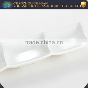 3 Department Ceramic Rectangle Snack Plate for Restaurant thumbnail-2