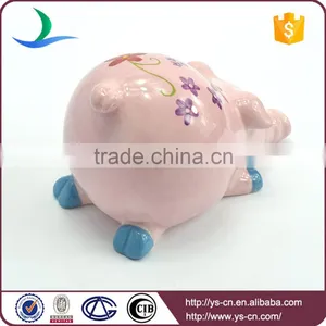 Cute Pink Hand Painted Ceramic Pig Modern Home Decor thumbnail-4