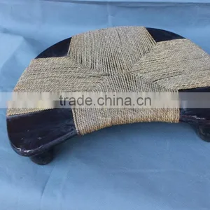 Vintage Small Wooden Chairs With Straw Seat thumbnail-6