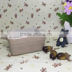 Wholesale Stocked Ceramic Square Bakeware Stoneware Plate With Two Handle thumbnail-3