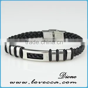 Fashion Anchor Charm Genuine Cowhide Leather Gold Plated Men Leather Bracelet thumbnail-1