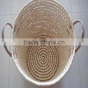Natural Maize Rope Customized Laundry Storage Proofing Basket Nesting for Home Decoration Corn Husk Rope Woven Basket thumbnail-4
