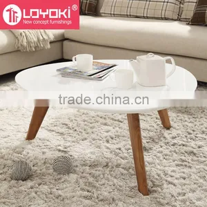 Living Room Round Shelf Coffee Table Modern Wooden Coffee Side Table Small Tea Table thumbnail-1