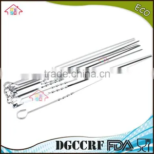 NBRSC 10PCS BBQ Barbecue Skewers Needle Utensil Fork Stainless Steel Kebab Kabob Skewers, 39cm Ring-Tip Handle thumbnail-6