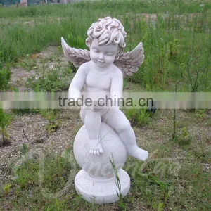 Garden Decoration Resin Crafts Life Size White Little Boy Angel Statue Hot Sale thumbnail-4