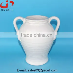 With Handle White Ceramic Large Floor Planters Vase, Chinese Floor Vases thumbnail-1
