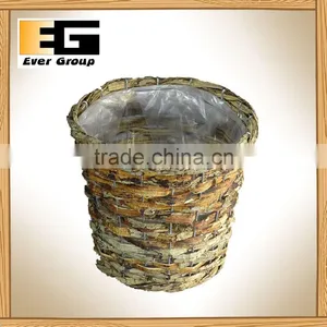 Eco-Friendly Rattan Round Shape Garden Planter Flower Pots thumbnail-1