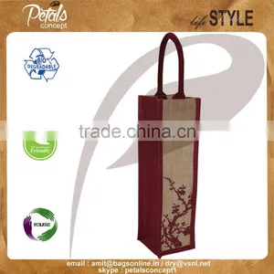 Jute Wine Bag With Padded Rope Handle for One Bottle thumbnail-1