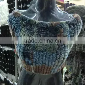 Fashion Knitted Rex Rabbit Fur Scarf thumbnail-1