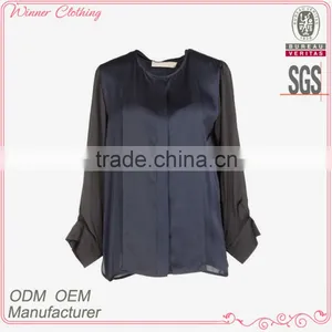 Ladies' Fashion Long Sleeves Color Combination High Quality and Best Price Ladies Blouse Free Patterns Free thumbnail-1