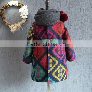 Fall Boutique Girl Colorized Woolen Clothing Kids Warm Jackets Outfits thumbnail-1