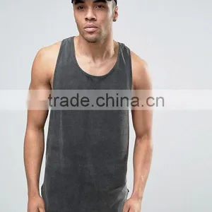 2017 Competitive New Design Custom Green Color Gym Wear Comfortable 65% Cotton 35% Polyester Fashion Men's Gym Tank Tops thumbnail-1