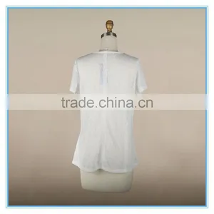 Fashion Woman Korean Lace Linen Fabric Blouse Beaded Neck Design thumbnail-2