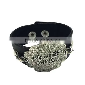 Fashion Words Tag Bracelets,genuine Leather Punk Bracelets,vintage Bracelets Bangle thumbnail-3