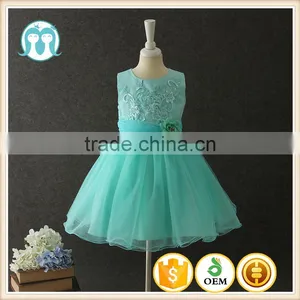 2017 Indian Girls Without Dress Pictures Summer Green Flower Puffy Party Dress Turkey Girls Shining Performance Dance Dresses thumbnail-1
