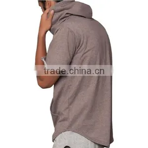 High Quality Custom 100% Cotton Plain Curved Hem Hoodie With Double Pockets thumbnail-2
