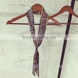 Fashion Ladies Scarves Colorful Printing Emulation Silk Tie Scarf for Women Bufandas Mujer 2016 thumbnail-3