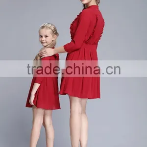 Ruffle Chiffon Fabric Mother Daughter Dresses Latest Frock Designs ForTeenage Girls thumbnail-3