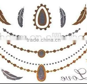2015 Hot Sale Gold and Silver Feathers Tattoo Stickers thumbnail-5