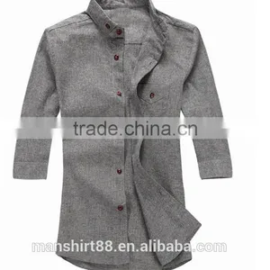 Men Dress Shirts Cotton Fabric Fashion Three-quarter Sleeve Men Shirt thumbnail-3