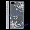 Transparent Flower Pattern With Diamonds Plastic Hard Case Cover for IPhone 4S (White) thumbnail-1